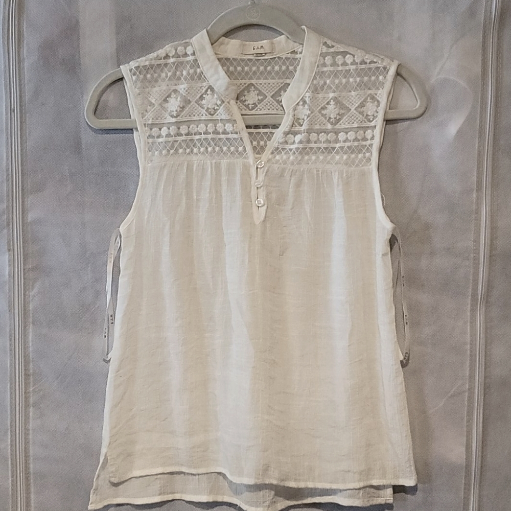 Embroidered sleeveless top